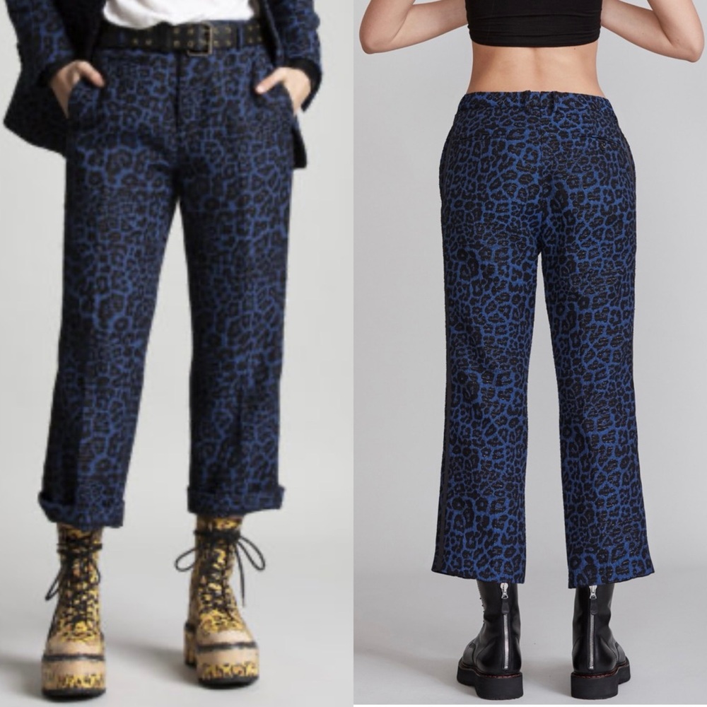R13 Tuxedo Trouser Blue Leopard NWT 27 | Designer Pants | Luxury Statement